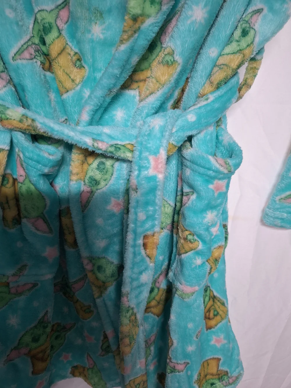 The Children's Place Baby Yoda Fleece Kids Robe - Aqua